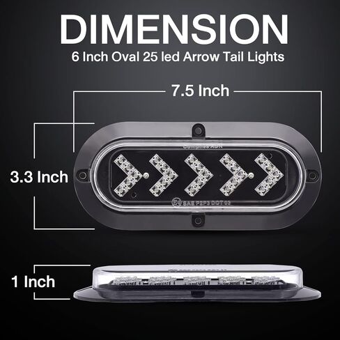 Oval Arrow 6 Inch Turn Signal Lights 25 LED Clear Lens Amber Light for Truck,Trailer,Tail Marker Light Waterproof 12V DC Pack of 2 in Saudi Arabia