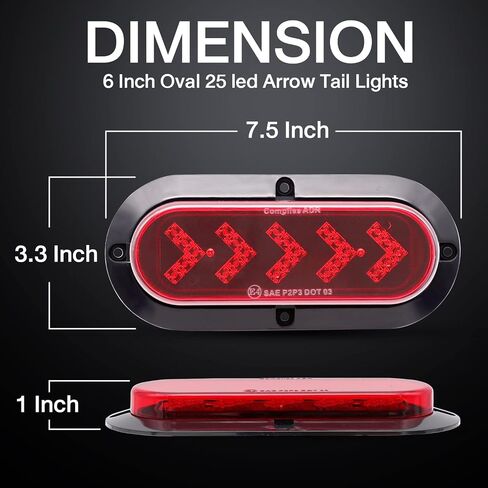 Oval Arrow 6 Inch Turn Signal Lights 25 LED Clear Lens Amber Light for Truck,Trailer,Tail Marker Light Waterproof 12V DC Pack of 2 in Saudi Arabia