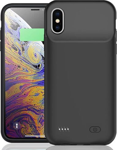 Battery Case for iPhone Xs Max, Enhanced 10000mAh Ultra-Slim Rechargeable Portable Protective Charging Case Extended Battery Pack Compatible with iPhone Xs Max (6.5 inch) Charger Case (Black) in Kuwait