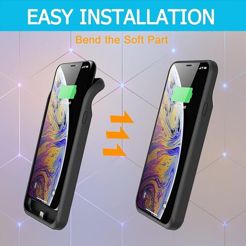 Battery Case for iPhone Xs Max, Enhanced 10000mAh Ultra-Slim Rechargeable Portable Protective Charging Case Extended Battery Pack Compatible with iPhone Xs Max (6.5 inch) Charger Case (Black) in Kuwait