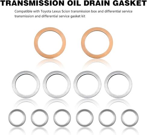BELOMI 12PCS Car Transfer Oil Case Washer Gasket, OEM#12157-10010 90430-24003 90430-A0003 Automotive Differnential Transmission Drain Crush Sealing Plug Flat Gaskets Kit, Universal Fit in Saudi Arabia