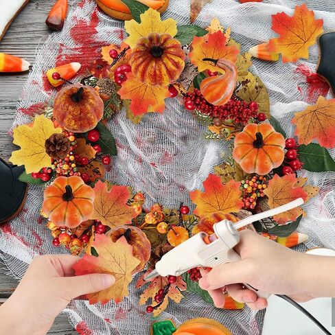 Artificial Pumpkins, 19PCS Harvest Fruits with 30PCS Artificial Maple Leaves Fake Pumpkins and Gourds Pine Cones Acorns for Halloween Thanksgiving Decorations in Saudi Arabia