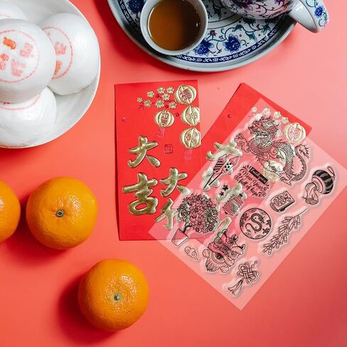 PH PandaHall Year of The Dragon Patterns Clear Stamps for Card Making, Lantern Rubber Stamps Transparent Paper Craft Stamps for DIY Scrapbooking Stamps Spring Festival Decoration Paper Photo Card in Kuwait