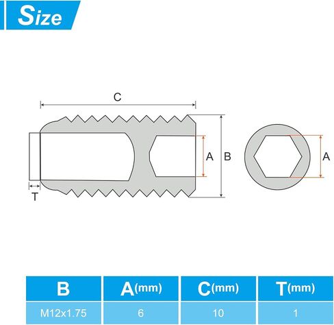 PATIKIL M12x10mm Nylon Tip Grub Screw, 20 Pack Metric Hex Socket Head Cup Point Anti Slip Set Screws Internal Hex Drive Hardware, 304 Stainless Steel in Saudi Arabia