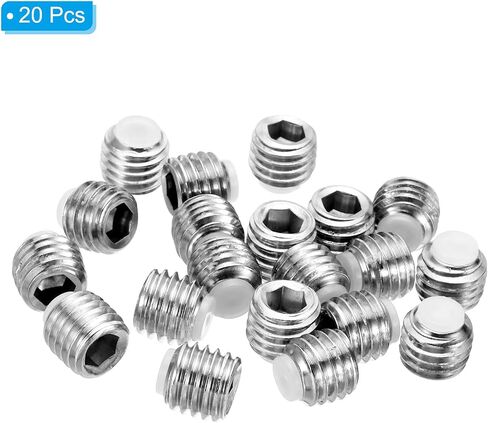 PATIKIL M12x10mm Nylon Tip Grub Screw, 20 Pack Metric Hex Socket Head Cup Point Anti Slip Set Screws Internal Hex Drive Hardware, 304 Stainless Steel in Saudi Arabia
