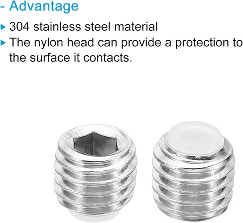 PATIKIL M12x10mm Nylon Tip Grub Screw, 20 Pack Metric Hex Socket Head Cup Point Anti Slip Set Screws Internal Hex Drive Hardware, 304 Stainless Steel in Saudi Arabia