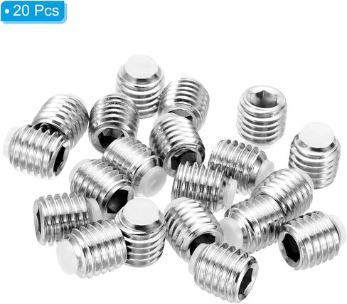 PATIKIL M12x10mm Nylon Tip Grub Screw, 20 Pack Metric Hex Socket Head Cup Point Anti Slip Set Screws Internal Hex Drive Hardware, 304 Stainless Steel in Saudi Arabia