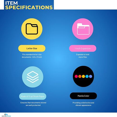 1InTheOffice Manila Expanding File Jacket, 1", Letter, 50 Pack (1 Inch) in Saudi Arabia