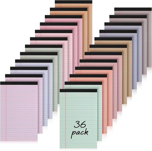 Lincia 36 Pcs 5" x 8" Legal Pad Writing Notepads Small Legal Pad Narrow Ruled 50 Sheets/pad Multiple Color Lined Note Pad for Work 80 Gsm Paper for Grocery List Shopping List(Candy Color) in Saudi Arabia