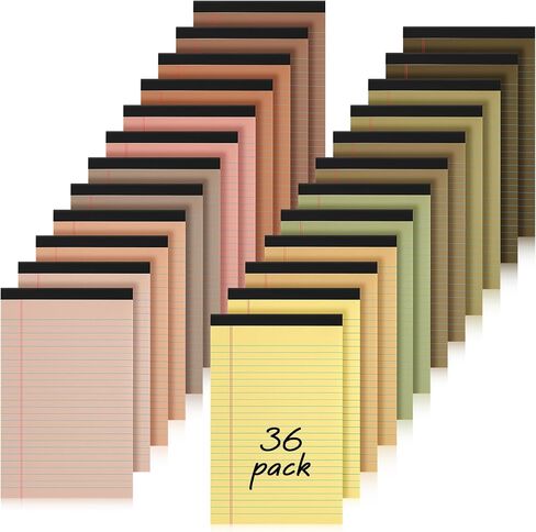 Lincia 36 Pcs 5" x 8" Legal Pad Writing Notepads Small Legal Pad Narrow Ruled 50 Sheets/pad Multiple Color Lined Note Pad for Work 80 Gsm Paper for Grocery List Shopping List(Candy Color) in Saudi Arabia