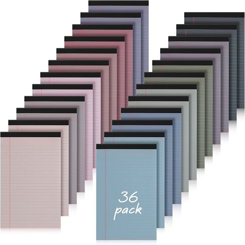 Lincia 36 Pcs 5" x 8" Legal Pad Writing Notepads Small Legal Pad Narrow Ruled 50 Sheets/pad Multiple Color Lined Note Pad for Work 80 Gsm Paper for Grocery List Shopping List(Candy Color) in Saudi Arabia