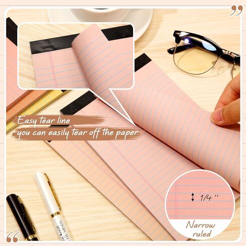 Lincia 36 Pcs 5" x 8" Legal Pad Writing Notepads Small Legal Pad Narrow Ruled 50 Sheets/pad Multiple Color Lined Note Pad for Work 80 Gsm Paper for Grocery List Shopping List(Candy Color) in Saudi Arabia
