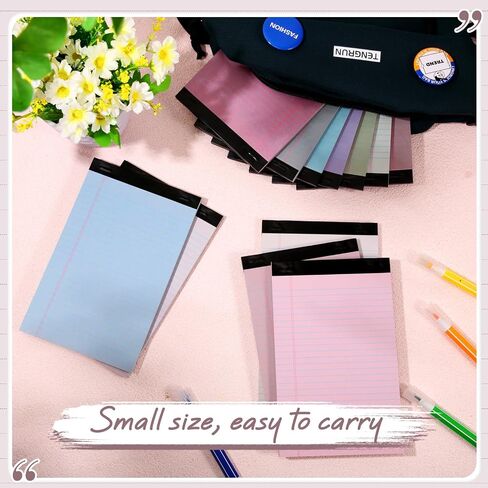 Lincia 36 Pcs 5" x 8" Legal Pad Writing Notepads Small Legal Pad Narrow Ruled 50 Sheets/pad Multiple Color Lined Note Pad for Work 80 Gsm Paper for Grocery List Shopping List(Candy Color) in Saudi Arabia