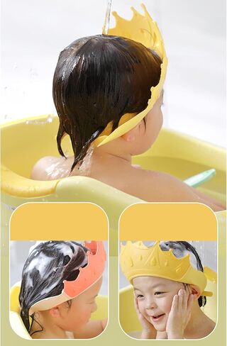 قبعة استحمام للأطفال، قبعة استحمام للأطفال، درع غسيل شعر الأطفال الصغار قابل للتعديل، قبعة شامبو لطيفة على شكل تاج من السيليكون لحماية العين والأذن (أزرق) in Kuwait