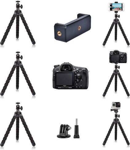 Bestshoot Phone Tripod, Flexible Tripod with Remote and Universal Phone Holder Clip, Mini Cell Phone Tripod Stand Compatible with iPhone, Samsung, Go Pro, Small Digital Camera, Webcam, (12inch) in Saudi Arabia
