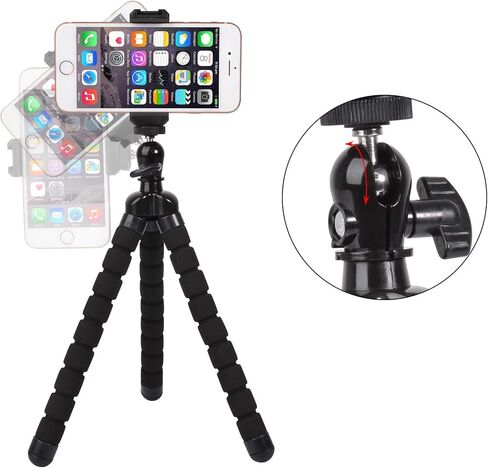 Bestshoot Phone Tripod, Flexible Tripod with Remote and Universal Phone Holder Clip, Mini Cell Phone Tripod Stand Compatible with iPhone, Samsung, Go Pro, Small Digital Camera, Webcam, (12inch) in Saudi Arabia
