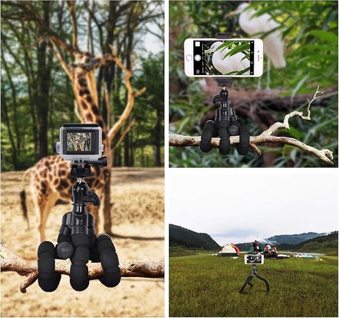 Bestshoot Phone Tripod, Flexible Tripod with Remote and Universal Phone Holder Clip, Mini Cell Phone Tripod Stand Compatible with iPhone, Samsung, Go Pro, Small Digital Camera, Webcam, (12inch) in Saudi Arabia