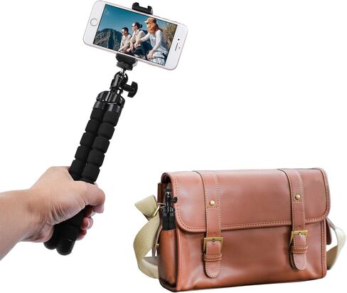 Bestshoot Phone Tripod, Flexible Tripod with Remote and Universal Phone Holder Clip, Mini Cell Phone Tripod Stand Compatible with iPhone, Samsung, Go Pro, Small Digital Camera, Webcam, (12inch) in Saudi Arabia