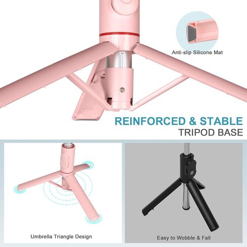 Selfie Stick Tripod with Light - Extendable 3-in-1 Phone Tripod Stand, Detachable Wireless Remote, Compatible with iPhone 15 14/14 Pro Max/13/13 Pro/12/11 Pro, Samsung/Galaxy (Black) in Saudi Arabia