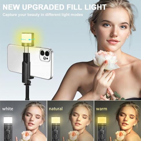 Selfie Stick Tripod with Light - Extendable 3-in-1 Phone Tripod Stand, Detachable Wireless Remote, Compatible with iPhone 15 14/14 Pro Max/13/13 Pro/12/11 Pro, Samsung/Galaxy (Black) in Saudi Arabia