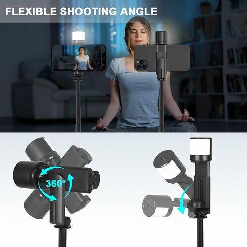 Selfie Stick Tripod with Light - Extendable 3-in-1 Phone Tripod Stand, Detachable Wireless Remote, Compatible with iPhone 15 14/14 Pro Max/13/13 Pro/12/11 Pro, Samsung/Galaxy (Black) in Saudi Arabia