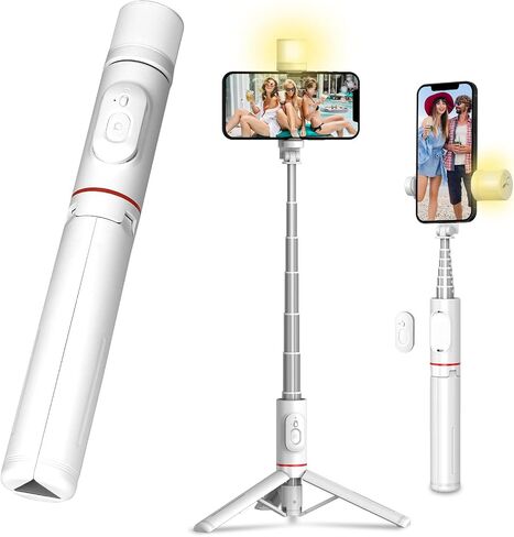 Selfie Stick Tripod with Light - Extendable 3-in-1 Phone Tripod Stand, Detachable Wireless Remote, Compatible with iPhone 15 14/14 Pro Max/13/13 Pro/12/11 Pro, Samsung/Galaxy (Black) in Saudi Arabia