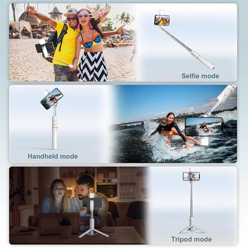 Selfie Stick Tripod with Light - Extendable 3-in-1 Phone Tripod Stand, Detachable Wireless Remote, Compatible with iPhone 15 14/14 Pro Max/13/13 Pro/12/11 Pro, Samsung/Galaxy (Black) in Saudi Arabia
