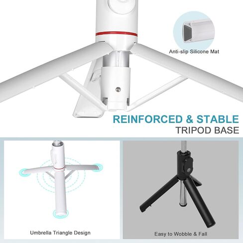 Selfie Stick Tripod with Light - Extendable 3-in-1 Phone Tripod Stand, Detachable Wireless Remote, Compatible with iPhone 15 14/14 Pro Max/13/13 Pro/12/11 Pro, Samsung/Galaxy (Black) in Saudi Arabia
