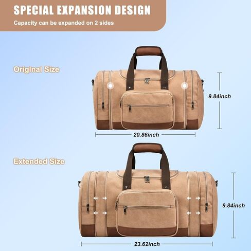 Dimayar Canvas Duffle Bag for Travel,Expandable Carry on Bag,Overnight Weekend Gym Bag Duffel Bag Mens Travel Bag Black in Saudi Arabia