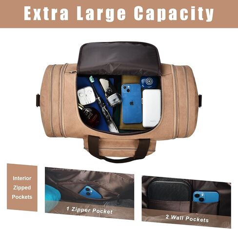 Dimayar Canvas Duffle Bag for Travel,Expandable Carry on Bag,Overnight Weekend Gym Bag Duffel Bag Mens Travel Bag Black in Saudi Arabia