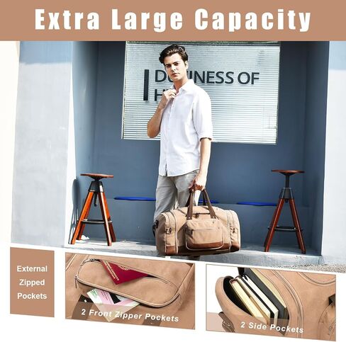 Dimayar Canvas Duffle Bag for Travel,Expandable Carry on Bag,Overnight Weekend Gym Bag Duffel Bag Mens Travel Bag Black in Saudi Arabia