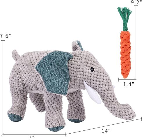 لعبة كلب كبيرة من القطيفة تصدر أصواتًا وحبل قطني، مجموعة ألعاب مضغ، لعبة محشوة على شكل فيل لطيف وجزرة تسنين، مجموعة ألعاب حبل على شكل عقدة من أجل هدية عيد ميلاد للعطلات الصغيرة والمتوسطة والكبيرة (عبوتان) in Kuwait