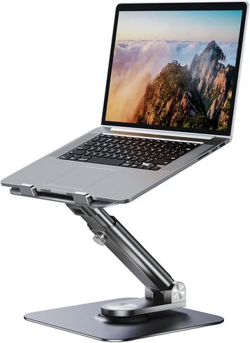حامل كمبيوتر محمول للمكتب - حامل كمبيوتر محمول بارتفاع قابل للتعديل مع قاعدة دوارة 360 درجة، حامل كمبيوتر محمول قابل للطي والمحمول، مناسب لجميع أجهزة الكمبيوتر المحمولة مقاس 10 بوصة - 17 بوصة. in Kuwait