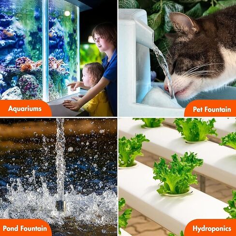 Simple Deluxe 210GPH 8W Water Table Pump (800L/H), Pond Pump with Adjustable Intake for Fish Tanks, Aquariums, Hydroponics, 2Pack, Black in Saudi Arabia