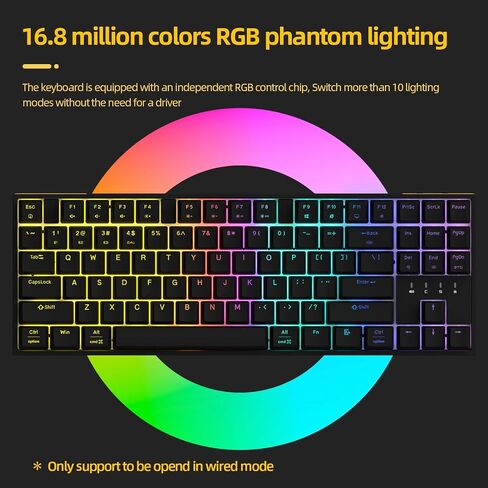IROK ZN84 RGB TKL 80% 84 Keys Wireless BT5.0/2.4G/USB-C Hot Swappable Mechanical Keyboard Customizable Backlit Gaming Keyboard-BlackYellow/Brown Switch in Saudi Arabia