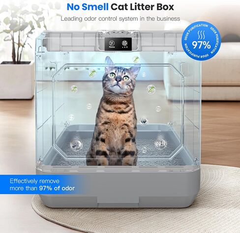 Smart Cat Litter Box Odor Control (Updated), Covered Cat Litter Box with Lid, Enclosed Large Cat Litter Boxes for Big Cats，Included Litter Scoop & Mat，Anti-Leakage & Splash,Easy Cleaning in Saudi Arabia
