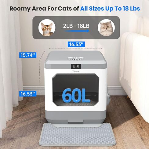 Smart Cat Litter Box Odor Control (Updated), Covered Cat Litter Box with Lid, Enclosed Large Cat Litter Boxes for Big Cats，Included Litter Scoop & Mat，Anti-Leakage & Splash,Easy Cleaning in Saudi Arabia