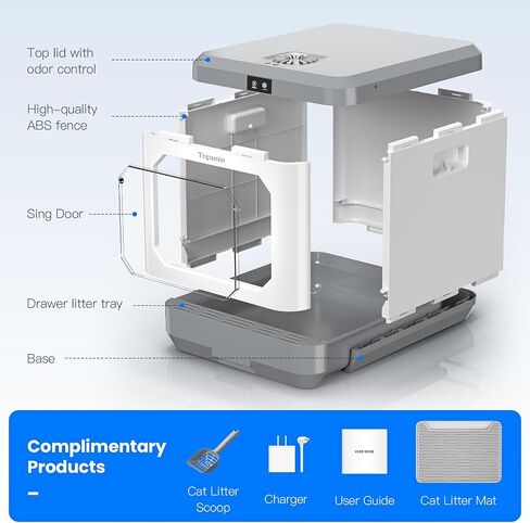 Smart Cat Litter Box Odor Control (Updated), Covered Cat Litter Box with Lid, Enclosed Large Cat Litter Boxes for Big Cats，Included Litter Scoop & Mat，Anti-Leakage & Splash,Easy Cleaning in Saudi Arabia