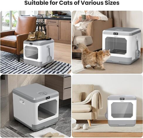 Smart Cat Litter Box Odor Control (Updated), Covered Cat Litter Box with Lid, Enclosed Large Cat Litter Boxes for Big Cats，Included Litter Scoop & Mat，Anti-Leakage & Splash,Easy Cleaning in Saudi Arabia