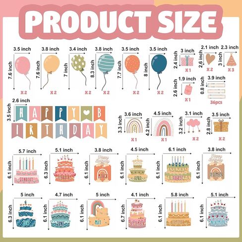 87 Pcs Boho Birthday Bulletin Board Decorations Boho Classroom Bulletin Board Decor Happy Birthday Bulletin Board Cutouts for Classroom Birthday Chart Calendar Wall Bulletin Board Decor in Kuwait