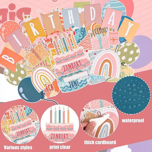 87 Pcs Boho Birthday Bulletin Board Decorations Boho Classroom Bulletin Board Decor Happy Birthday Bulletin Board Cutouts for Classroom Birthday Chart Calendar Wall Bulletin Board Decor in Kuwait