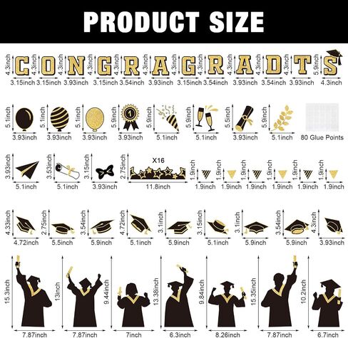 Black Gold Graduation Bulletin Board Decoration Class of 2024 Bulletin Board Cutout Graduation Bulletin Board Border for 2024 Middle High School Graduation Classroom Chalkboard Decor in Saudi Arabia