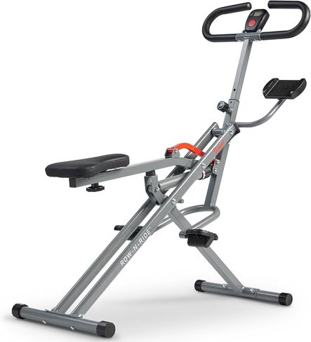 Sunny Health & Fitness Row-N-Ride PRO، جهاز لياقة بدنية كامل الجسم مع أشرطة مقاومة، إعداد سهل وقابل للطي لتمارين التجديف والغلوت والساق، اتصال تطبيق SunnyFit الاختياري in Kuwait