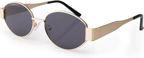 Retro Oval Sunglasses for Women Men, Trendy Designer Metal Style UV400 Protection Sun Glasses in Saudi Arabia