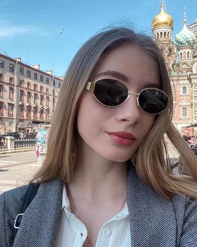 Retro Oval Sunglasses for Women Men, Trendy Designer Metal Style UV400 Protection Sun Glasses in Saudi Arabia