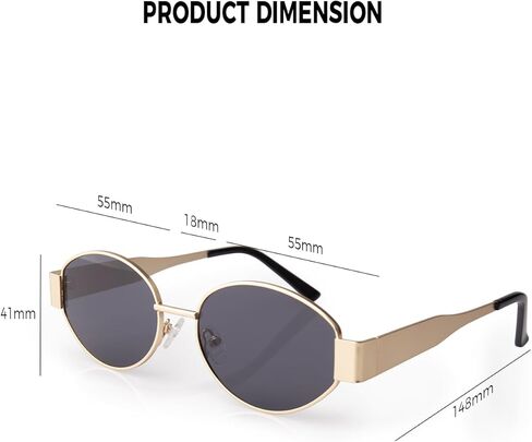 Retro Oval Sunglasses for Women Men, Trendy Designer Metal Style UV400 Protection Sun Glasses in Saudi Arabia