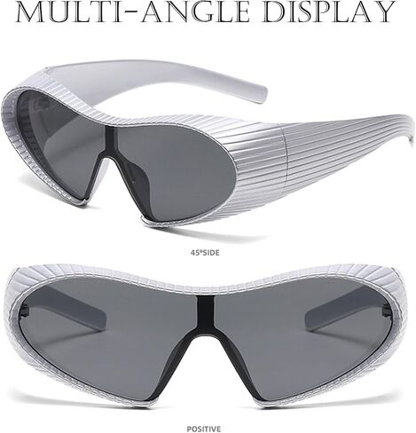 Futuristic One-piece for Women Men Cyberpunk Mirrored Fashion Sun Shades for Costume Party Club in Saudi Arabia