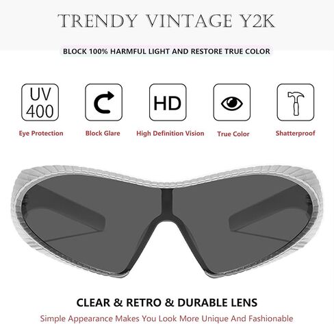 Futuristic One-piece for Women Men Cyberpunk Mirrored Fashion Sun Shades for Costume Party Club in Saudi Arabia