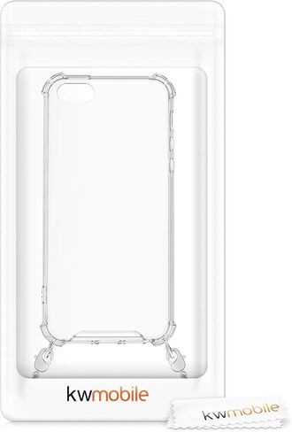 kwmobile Case Compatible with Apple iPhone SE (1.Gen 2016) / iPhone 5 / iPhone 5S - Crossbody Case Clear Transparent TPU Phone Cover with Metal Chain Strap - Transparent/Silver in Saudi Arabia