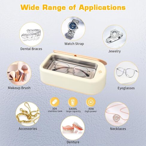 آلة تنظيف المجوهرات بالموجات فوق الصوتية، منظف صوتي احترافي محمول، وضعان للمؤقت لنظارات المجوهرات وساعة الأسنان، خزان من الفولاذ المقاوم للصدأ 304 (40 وات / 22 أونصة، 640 مل) (أخضر أفوكادو) in Kuwait